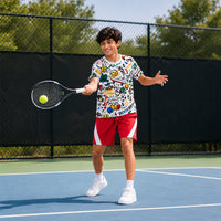 Crimson Graphic Set — Bright Red Shorts + Graphic Tee